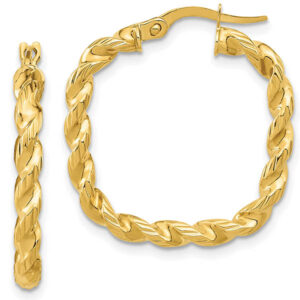 Italian 14K Gold Square Twisted Hoop Earrings