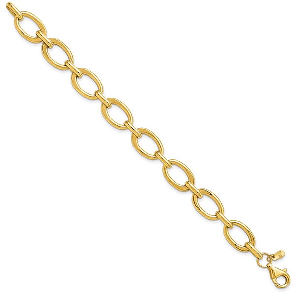 Italian 14K Gold Women's Polished Oval Link Bracelet