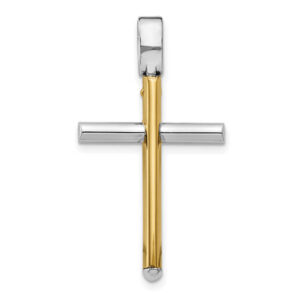 Italian 14K Two-Tone Gold Tube Cross Pendant