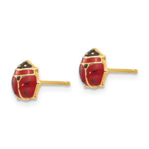 Italian Enameled Ladybug Stud Earrings in 14K Gold