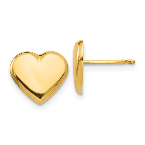 Italian Heart Post Stud Earrings, 14K Gold
