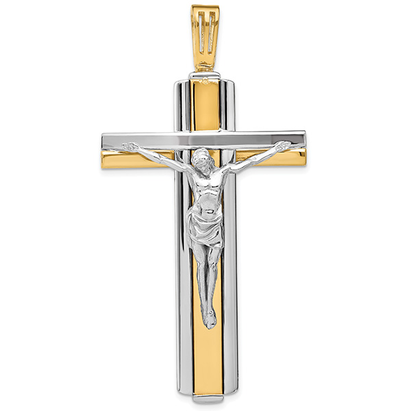 Italian Large 14K Two-Tone Gold Christus Patiens Crucifix Pendant