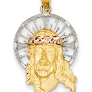 Jesus Pendant in 14K Tri-Color Gold