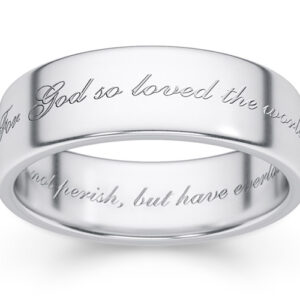 John 3:16 "For God So Loved the World" Ring, 14K White Gold