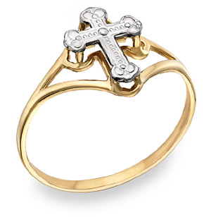 Ladies' Cross Ring, 14K Two-Tone Gold