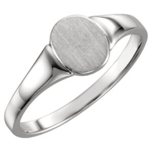 Ladies' Oval Engravable Signet Ring, 14K White Gold