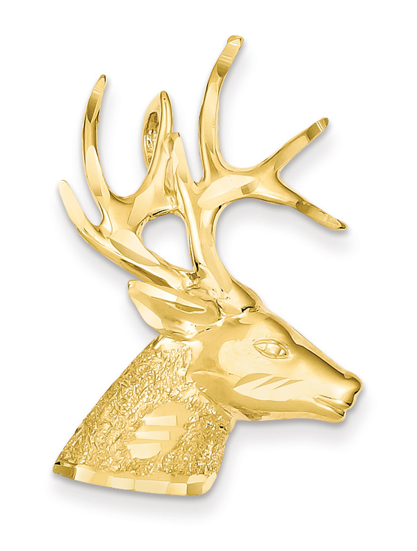 Large 14K Gold Deer Stag Pendant