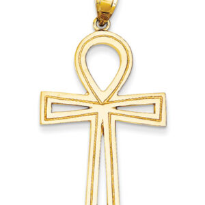 Large Ankh Cross Pendant, 14K Yellow Gold