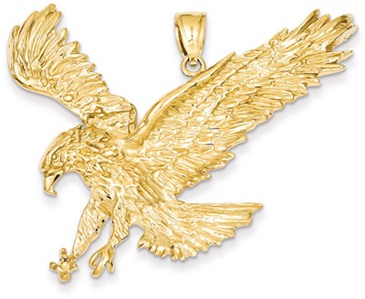 Large Sweeping Eagle Pendant in 14K Gold