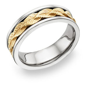 Leaf Design Wedding Band Ring