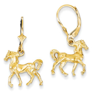 Lever-Back Horse Earrings in 14K Gold