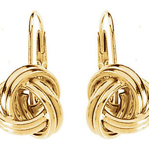 Lever-Back Knot Earrings, 14K Gold
