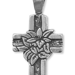 Lilies of the Field Cross Pendant, Sterling Silver