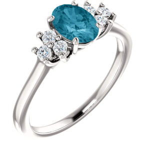London Blue Topaz Diamond Trinity Ring