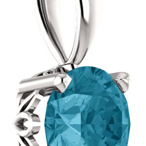 London-Blue Topaz Solitaire Pendant in .925 Sterling Silver