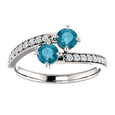 London Blue Topaz Two Stone "Only Us" Ring in Sterling Silver