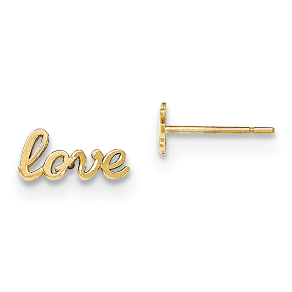 Love Stud Earrings, 14K Gold