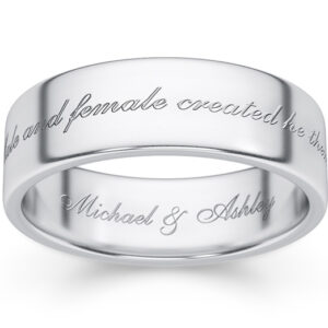 "Male and Female Created He Them" Silver Wedding Band Ring