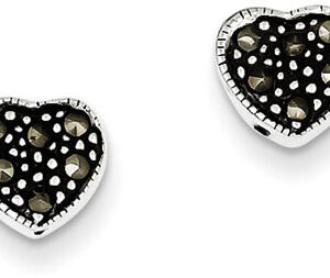 Marcasite Heart Earrings in Sterling Silver