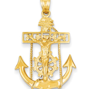 Mariner Anchor Cross Pendant in 14K Gold