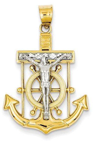 Mariner Cross Pendant, 14K Two-Tone Gold