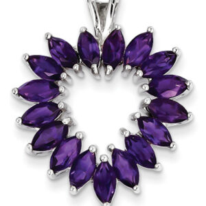 Marquis Amethyst Heart Pendant, Sterling Silver