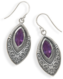 Marquise Amethyst Earrings in Sterling Silver