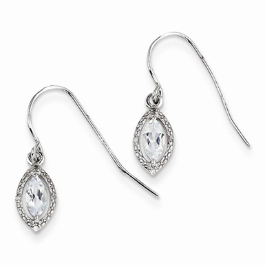 Marquise-Cut Aquamarine and Sterling Silver Earrings