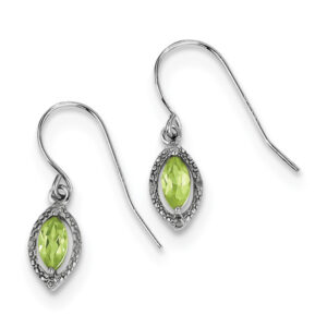 Marquise-Cut French-Wire Peridot Earrings, Sterling Silver
