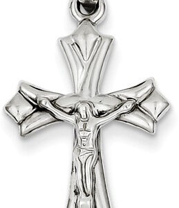 Modern Crucifix Pendant, 14K White Gold