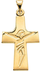 Modern Design Crucifix Pendant in 14K Yellow Gold