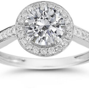 Modern Halo White Topaz Diamond Ring in 14K White Gold