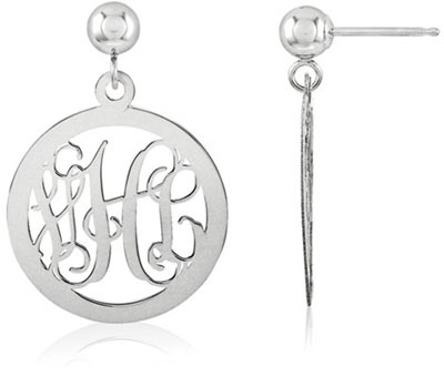 Monogram Medallion Earrings, Sterling Silver