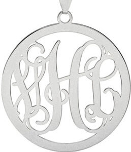 Monogram Medallion Pendant, 14K White Gold