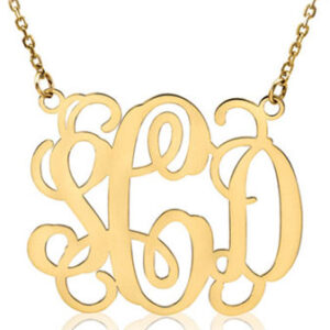 Monogram Necklace, 14K Yellow Gold