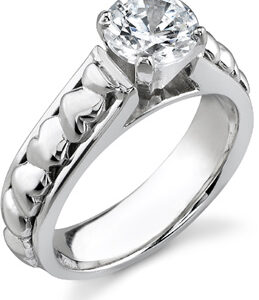 Mounting/Setting Only for Heart Engagement Ring, without Diamond, 14K White Gold