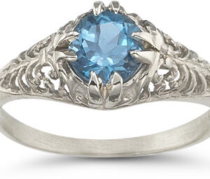 Mythical Blue Topaz Ring in 14K White Gold