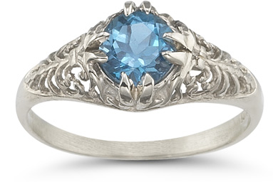 Mythical Blue Topaz Ring in 14K White Gold