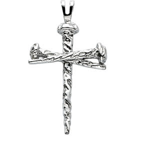 Nail Design Cross Pendant in Sterling Silver