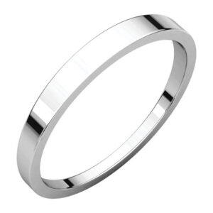 Narrow 2.5mm Tapered Wedding Band Ring, 14K White Gold