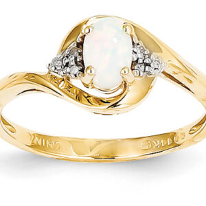 Opal and Diamond Cluster Ring, 14K Yellow Gold