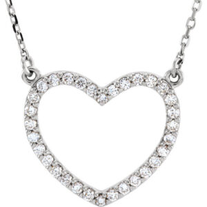 Open Heart Diamond Necklace in 16"