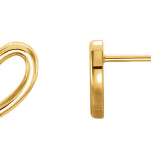 Open Heart Stud Earrings in 14K Gold