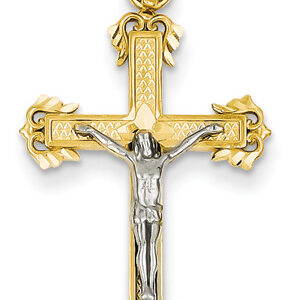 Ornate Arms Crucifix Pendant, 14K Two-Tone Gold