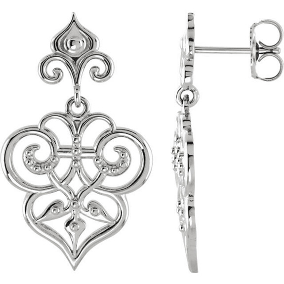 Ornate Design Earrings in Sterling Silver