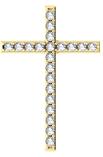 Overlaid With White Sapphire Gold Cross Pendant