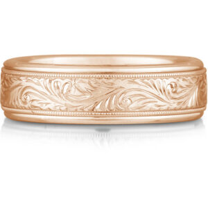 Paisley Engraved Wedding Band in 18K Rose Gold