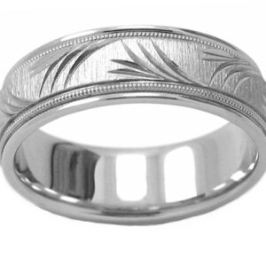 Peace Branches Wedding Band Ring in White Gold