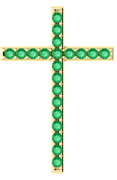 "People of His Pasture" Emerald Cross Pendant, Yellow Gold