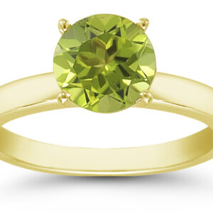 Peridot Gemstone Solitaire Ring in 14K Yellow Gold